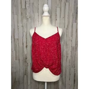 NWT Lush Women's Medium Red Floral Knot Front Cami‎ Blouse Sleeveless Casual